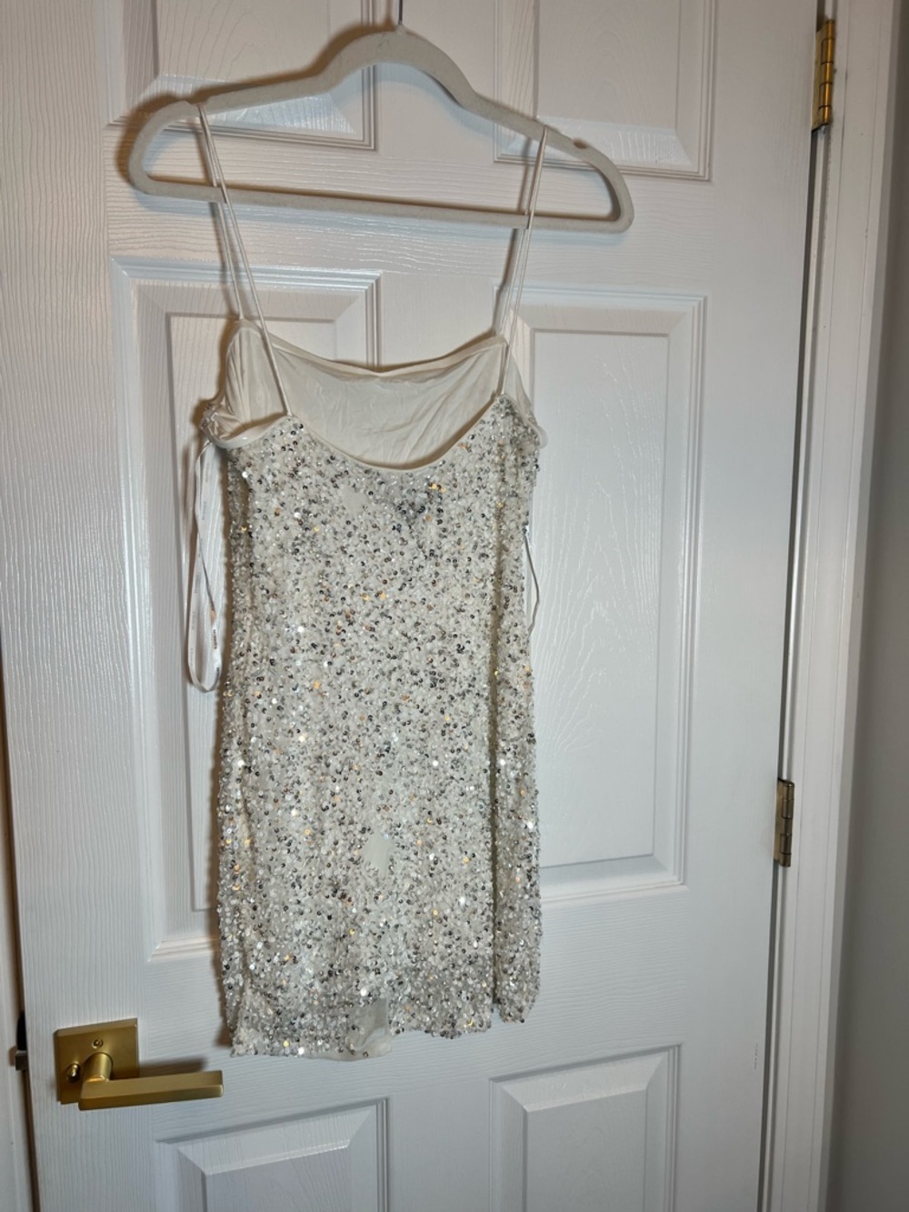 retrofete Dionne Sequin Dress in Silver & White - Picture 5 of 9